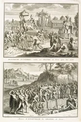 Funeral Rites and the Manner of Entombing Lords After Their Death, in Peru, Illustration from Religious Ceremonies and Customs, Engraved by Bernard Picart, 1722