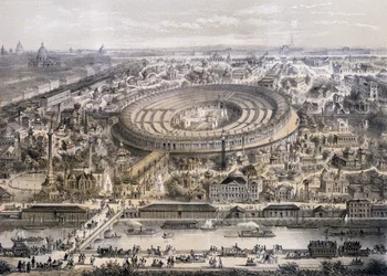 General view of the Exposition Universelle in 1867, taken from the Trocadero hill, Paris