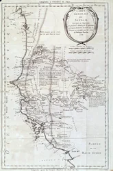 Geographic map of Senegal from an Atlas by Philippe Buache (1700-1773) 1756 Paris, natural history museum