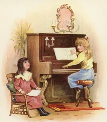 Girls at and by Piano