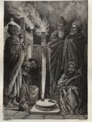 Guebre (or Zoroastrian) near Baku (Baku, Azerbaijan) - Fire worshippers - New National Encyclopedia by Maurice La Charest - 1870
