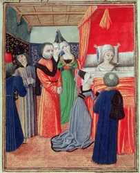 Death of Queen Anne of Bohemia, wife of Richard II, caused by the plague, from Froissart