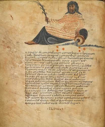 Illustration of the constellation Eridanus, and text, c.820-40