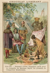 Hernan Cortes Receiving Gifts from the Aztec Emperor Montezuma, Mexico, 1518-1519
