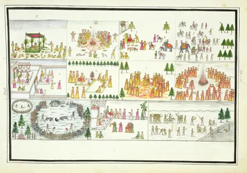Hindu Festivals Including Dasehra, Diwali and Holi from The Gentil Album, Published in 1774