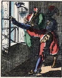 History of Dr. Pulcinella. Wood engraving of Imaging Pellerin - Epinal, sd. Late 19th century