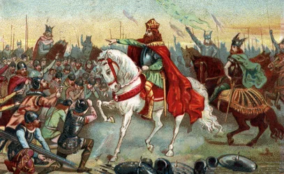 History of Gaul in the Middle Ages: Germanian Saxons kneeling before King Charlemagne