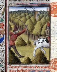 Hunting Scene in The Hunting Book of Gaston Phoebus, Count of Foix, Lord of Béarn. 14th Century
