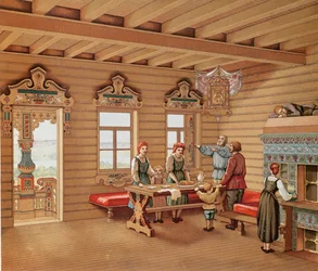 Idealised Interior of a Russian Izba, c.1880