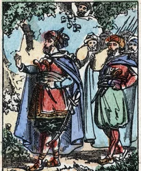 Illustration for the Tales of the Thousand and One Nights. Ali-Baba. Wood engraving from Imaging Pellerin - Epinal, late 19th century