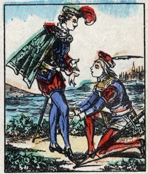 Illustration of the tale “The Adventures of Grand Flandrin”. Wood engraving from Imaging Pellerin - Epinal, late 19th century.