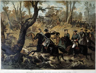 Empress Eugenie and Napoleon III: Hunting scene in Compiegne