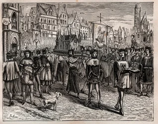 In 1318, the bishop of Paris summoned the clergy of the city for the translation of the relics of Saint-Magloire - A procession began leaving the church of Saint-Magloire on Rue Saint-Denis and went by rue aux Ours, to the cemetery of Saint-Nicolas-des-Cha