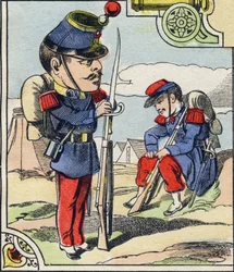 Infantry Line. Engraving in "Comic Military Alphabet". Fifth Series. Epinal Imaging, late 19th century