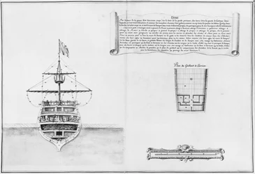 Inner prow of a vessel, illustration from the Atlas de Colbert, plate 46