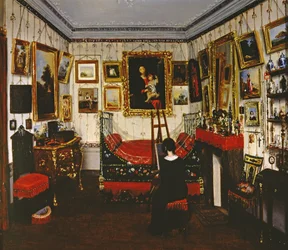 Interior of a Room with a Lady Painting, 1850