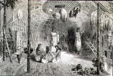 Interior of an Indian Hut in the 1860s