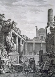 Interior of the Roman Baths, Nimes, from Antiquities of France: Vol I, Monuments of Nimes