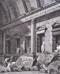 Interior of the Temple of Diana, Nimes, from Antiquities of France: Vol I, Monuments of Nimes