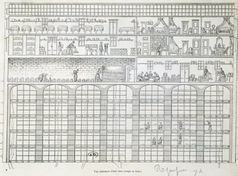 Interior view of a cellar in Roquefort