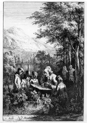 Jean-Jacques Rousseau teaching a group of children