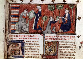 Jean de Meung Writing and Delivering to Philip IV, King of France