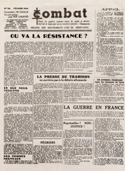 Journal COMBAT - number 54 - February 1944 - organ of the united resistance movements. (clandestine newspaper) - Where will the resistance go