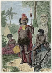 Journey of Captain James Cook (1728-1779): Indigenes of the Marquesas Islands - Illustration taken from 