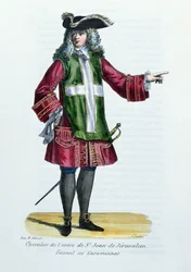 Knight of the Order of St. John of Jerusalem, illustration from History and Costumes of Monastic Orders by Father Helyot, 1842