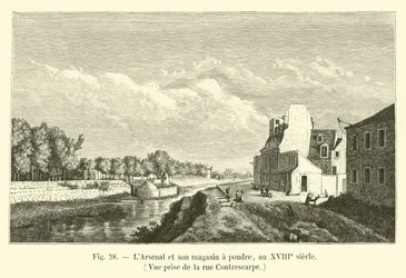 The Arsenal and its powder magazine, in the 18th century, view taken from Rue Contrescarpe