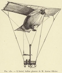 The Avisol, Glider Balloon by M Arsene Olivier (engraving)