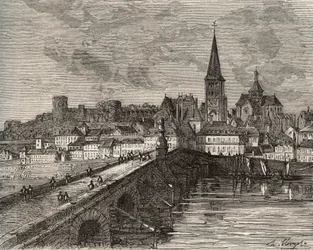 La Charite-sur-Loire - Nievre, in the Region of Burgundy - Engraving in 