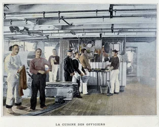 La cuisine des officiers - in “Album militaire - Marine: La vie à bord”