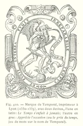 Label of Jean Temporal, French printer from Lyon