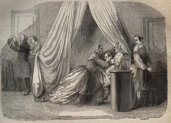 Last moments of Charles Lafarge (1811-1840), husband of Marie Lafarge (1816-1852) French criminal. Engraving in 