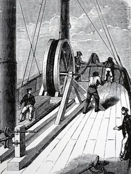 Laying telegraph cable