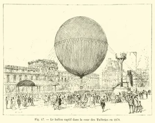 Captive Balloon in the Courtyard of the Tuileries in 1878