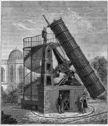 The Great Telescope of the Paris Observatory in the 19th Century - Engraving in 