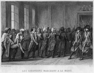 Les Girondins march to death - in Revolution francaise by Thiers. 19th century