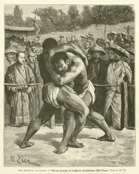 The Wrestlers in Japan (engraving)