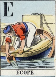 Letter E as Ecope. Navy Alphabet. Epinal Image, late 19th century