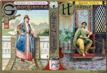 Letter G as Georgian Caucasus Lady and H as Hindu Noble Lady. Women
