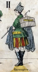Letter H: Herring. Engraving in "Alphabet masquerade". Second half of the 19th century