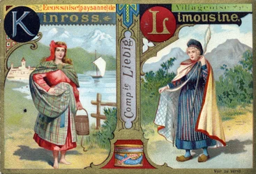 Letter K: Scottish from Kinross and L as Villageoise Limousine. Women