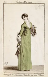 Levantine frock coat fastened by a scarf, fashion plate from Costume Parisien