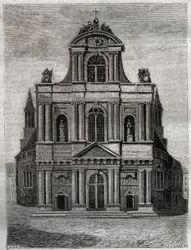Saint-Gervais-Saint-Protais Church (facade of Clement II Metezeau) Paris (4th arr) - Engraving in 