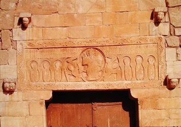 Lintel depicting Christ surrounded by the Apostles