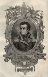 Louis Marie Maximilien de Caffarelli du Falga (1756-1799) French general during French Revolution - Engraving in New National Encyclopedia by Maurice La Charest - 1870