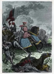 Battle of Agnadello - Louis XII of France defeats the Venetians - engraving from 