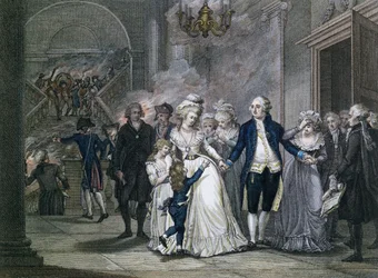 Louis XVI (1754-93) Bidding Farewell to his Family, 20th January 1793, engraved by Reinier Vinkeles (1741-1816) and Daniel Vrydag (1765-1822)
